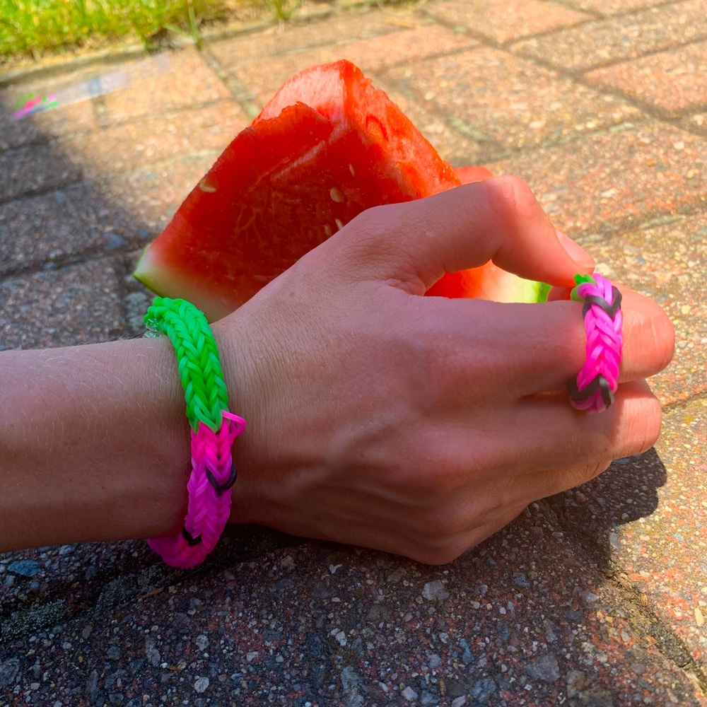 Watermelon crush homemade bracelet and ring